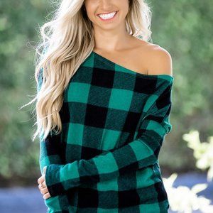 Green Black Buffalo Check Plaid Shirt